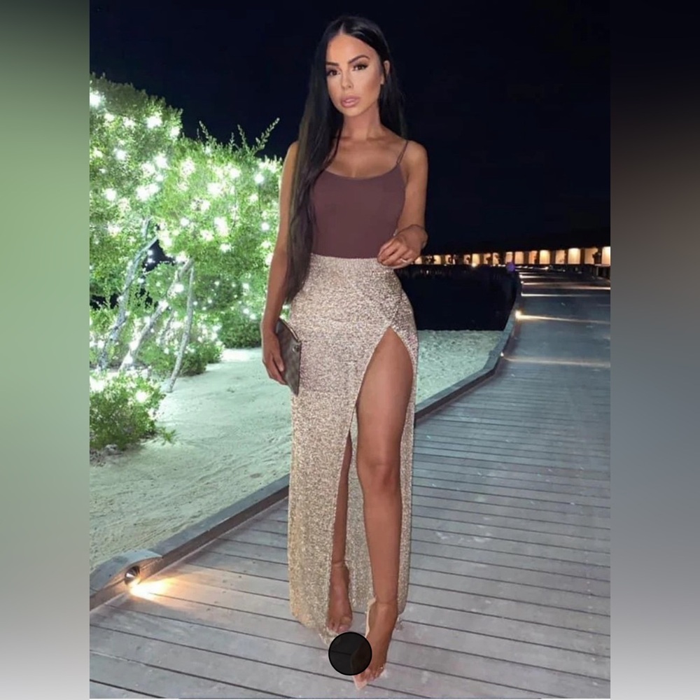 Sorelle UK Vienna Metallic Wrap Maxi Skirt - Gold